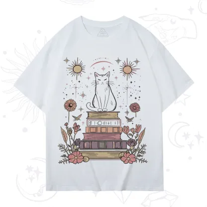 Purplehecate Mystical Cat Reading a Witchy Book T-Shirt
