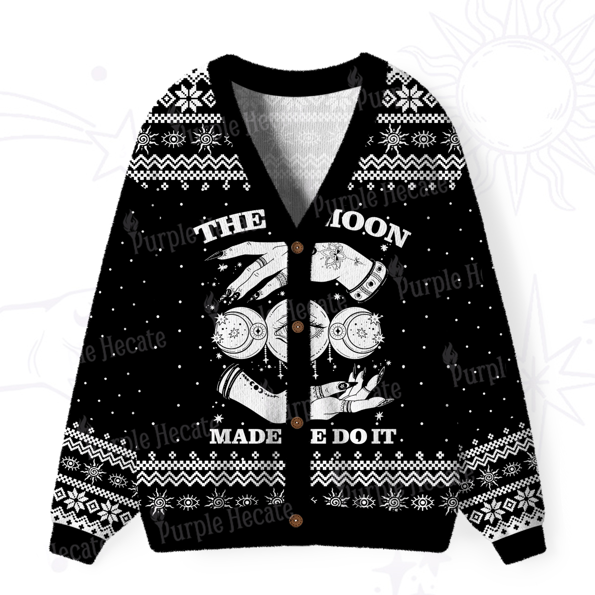 Purplehecate Funny The Moon Made Me Do It Ugly Cardigan Sweaters