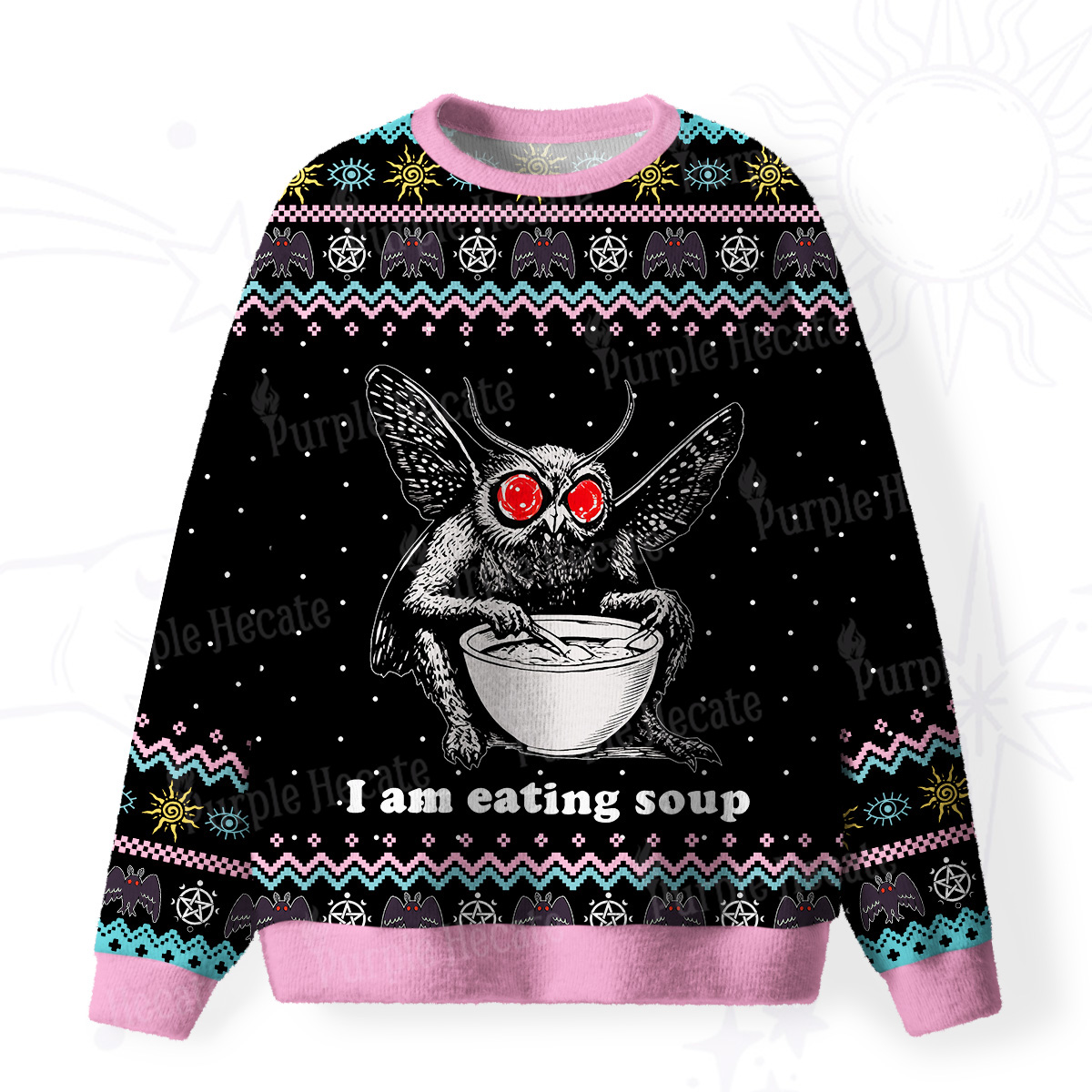 Purplehecate Mothman Eating Soup Fuzzy Ugly Sweatshirt