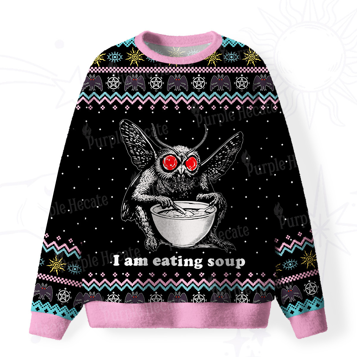 Purplehecate Mothman Eating Soup Fuzzy Ugly Sweatshirt