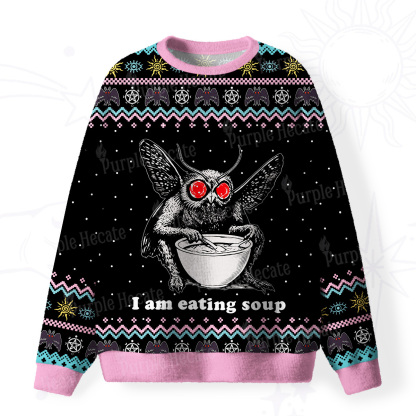 Purplehecate Mothman Eating Soup Fuzzy Ugly Sweatshirt