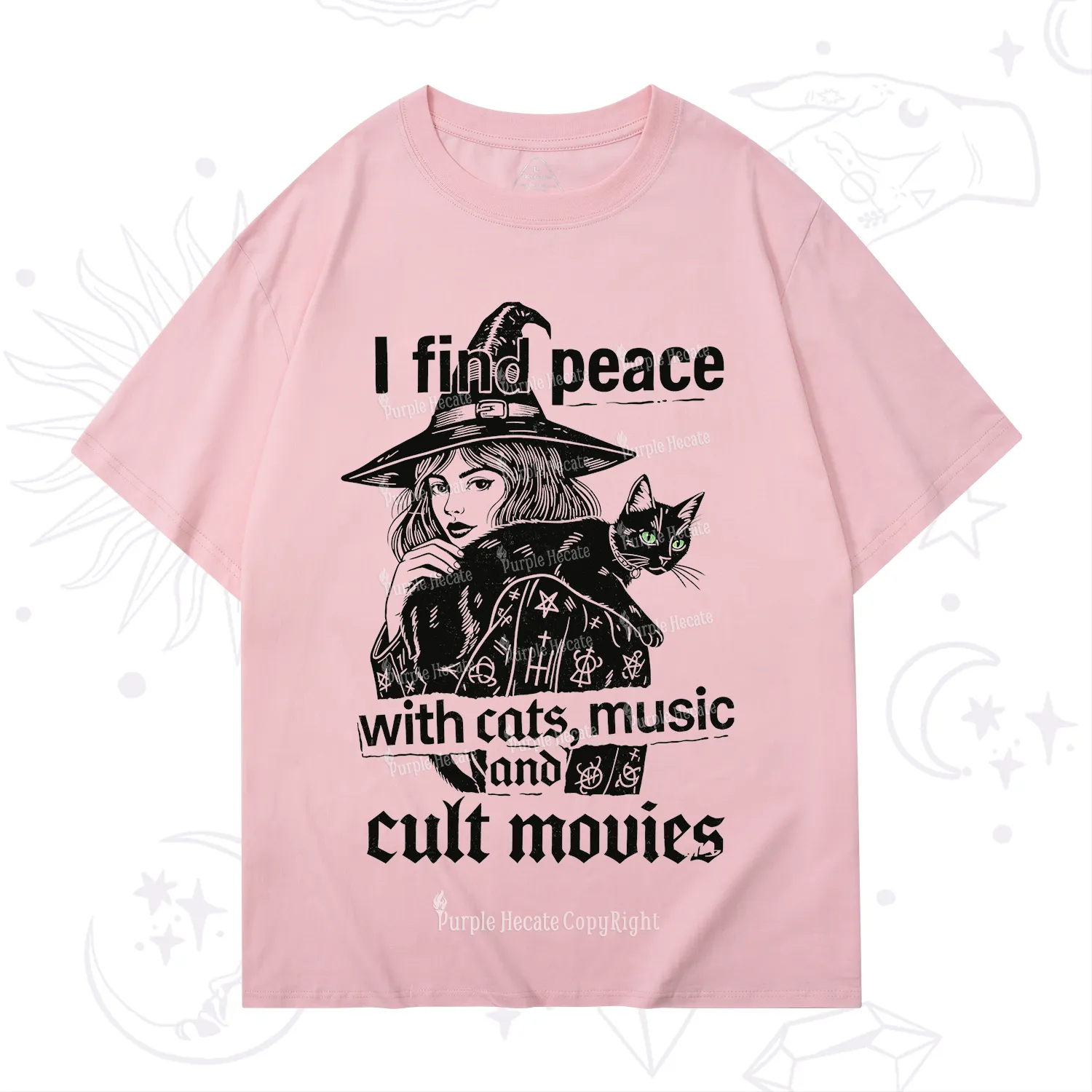 Purplehecate I Find Peace With Cats Music Cult Movies T-Shirt