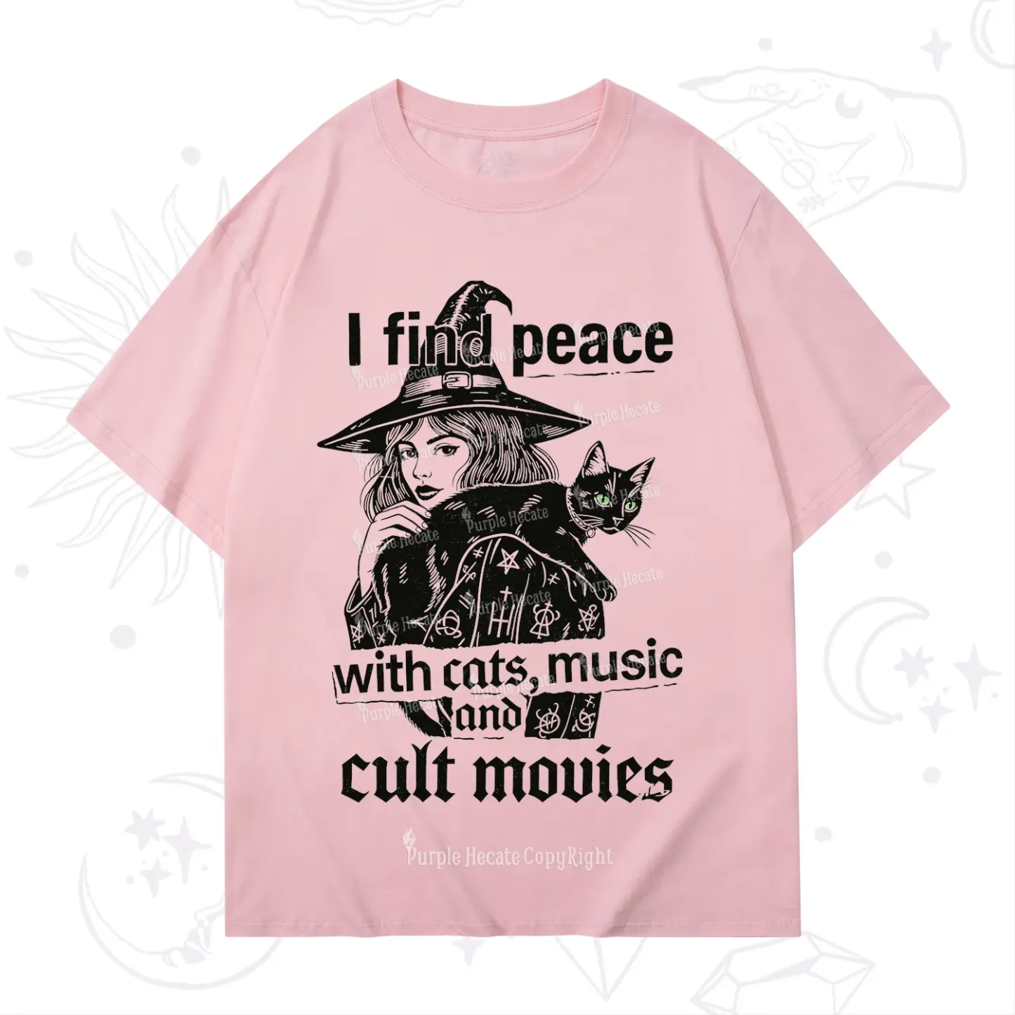 Purplehecate I Find Peace With Cats Music Cult Movies T-Shirt
