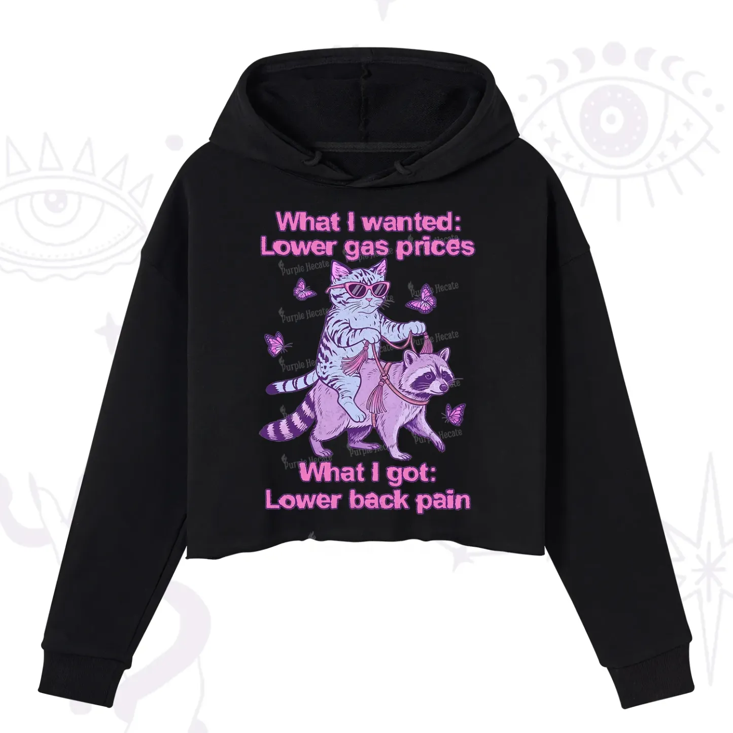 Purplehecate Lower Gas Prices Lower Back Pain Cat Crop Hoodie