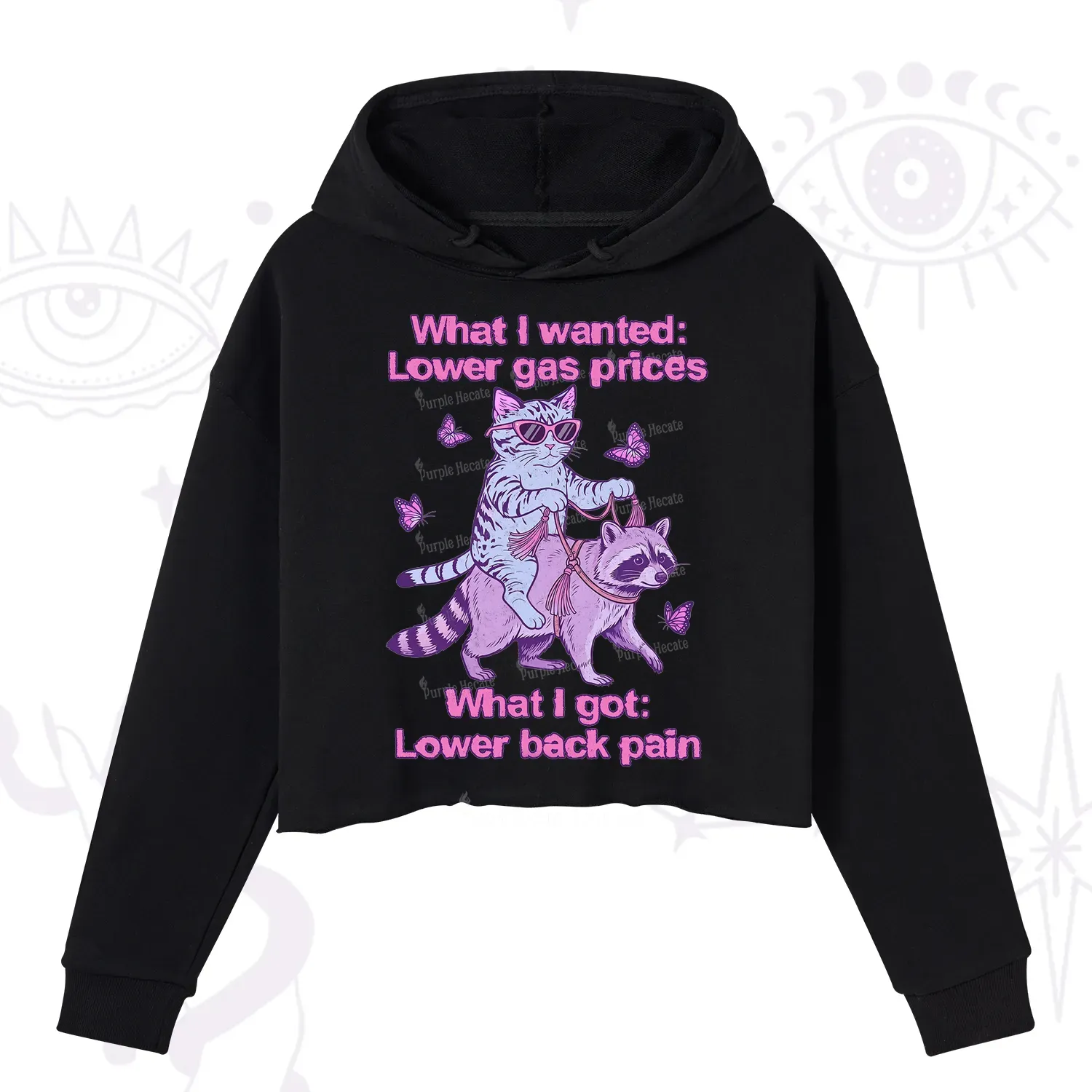 Purplehecate Lower Gas Prices Lower Back Pain Cat Crop Hoodie