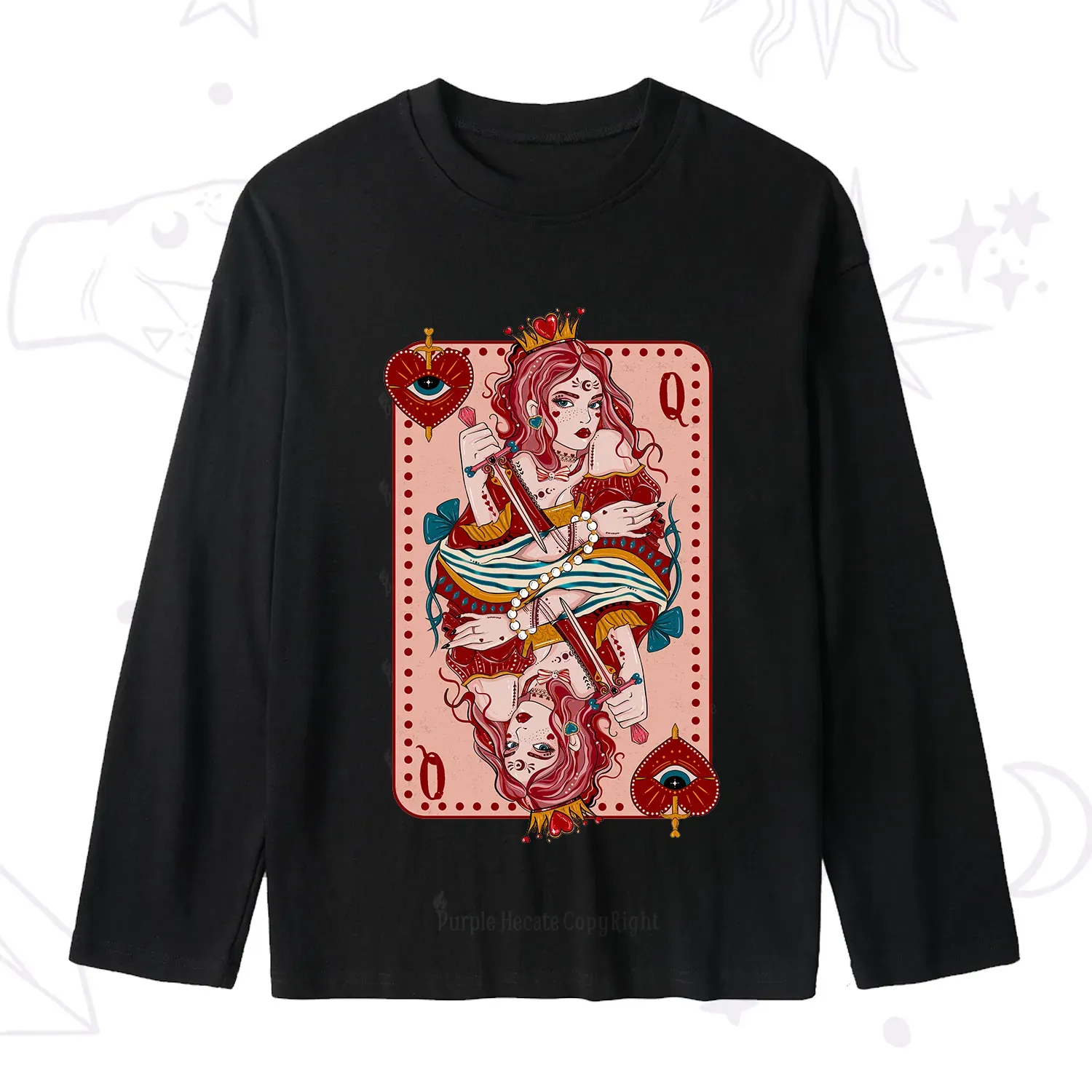 Purplehecate Queen of Hearts Slub Long Sleeve T-Shirt