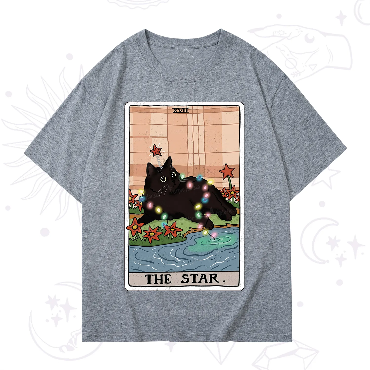 Purplehecate The Star Cat Tarot Card T-Shirt