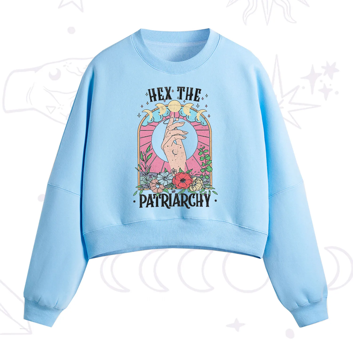 Purplehecate Hex The Patriarchy Fleece Cropped Sweatshirt