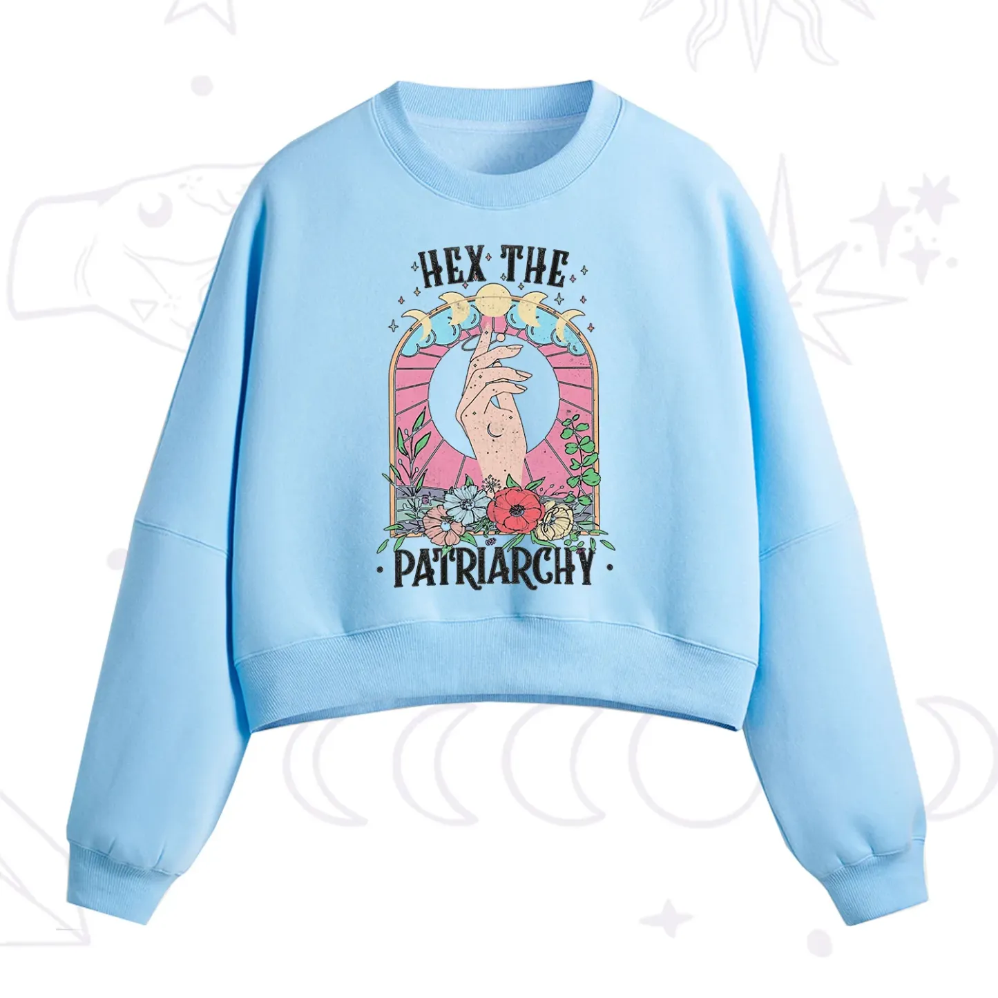 Purplehecate Hex The Patriarchy Fleece Cropped Sweatshirt