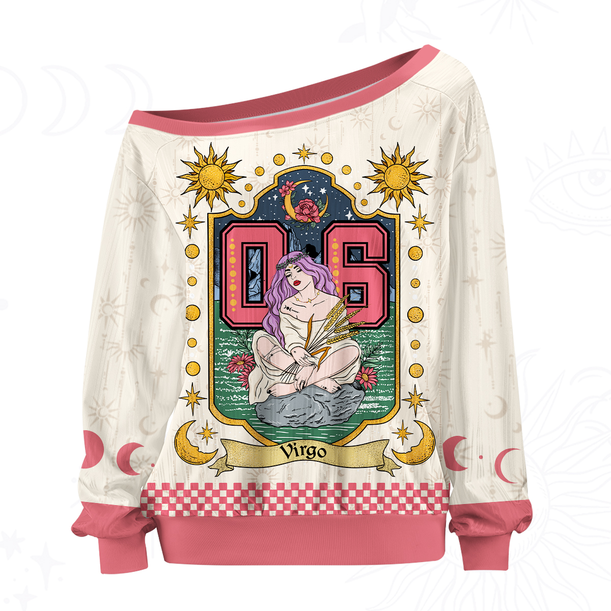 Purplehecate Virgo Zodiac Off The Shoulder Graphic Jersey