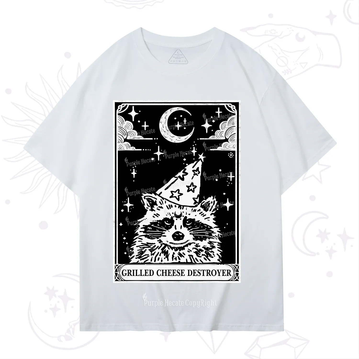 Purplehecate The Grilled Cheese Destroyer Tarot Raccoon T-Shirt