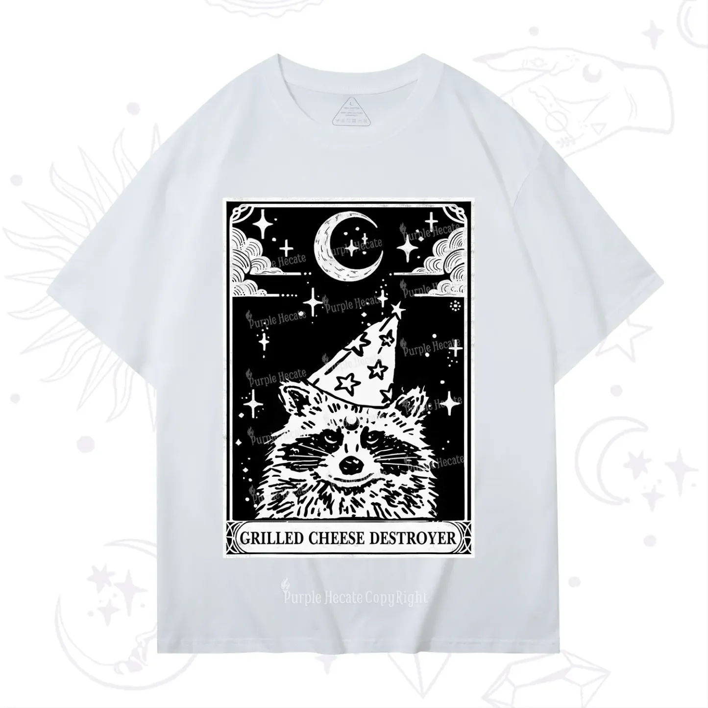 Purplehecate The Grilled Cheese Destroyer Tarot Raccoon T-Shirt