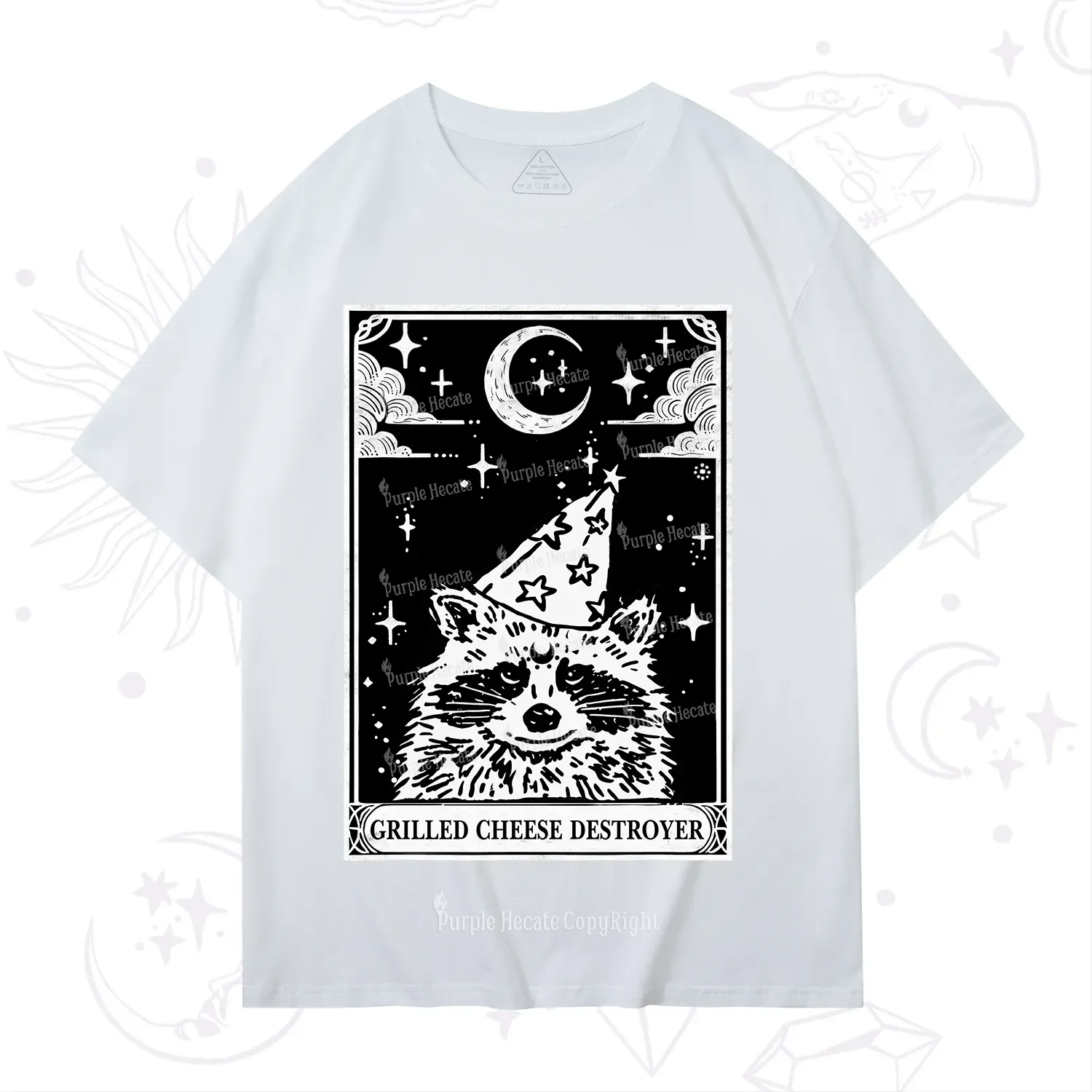 Purplehecate The Grilled Cheese Destroyer Tarot Raccoon T-Shirt