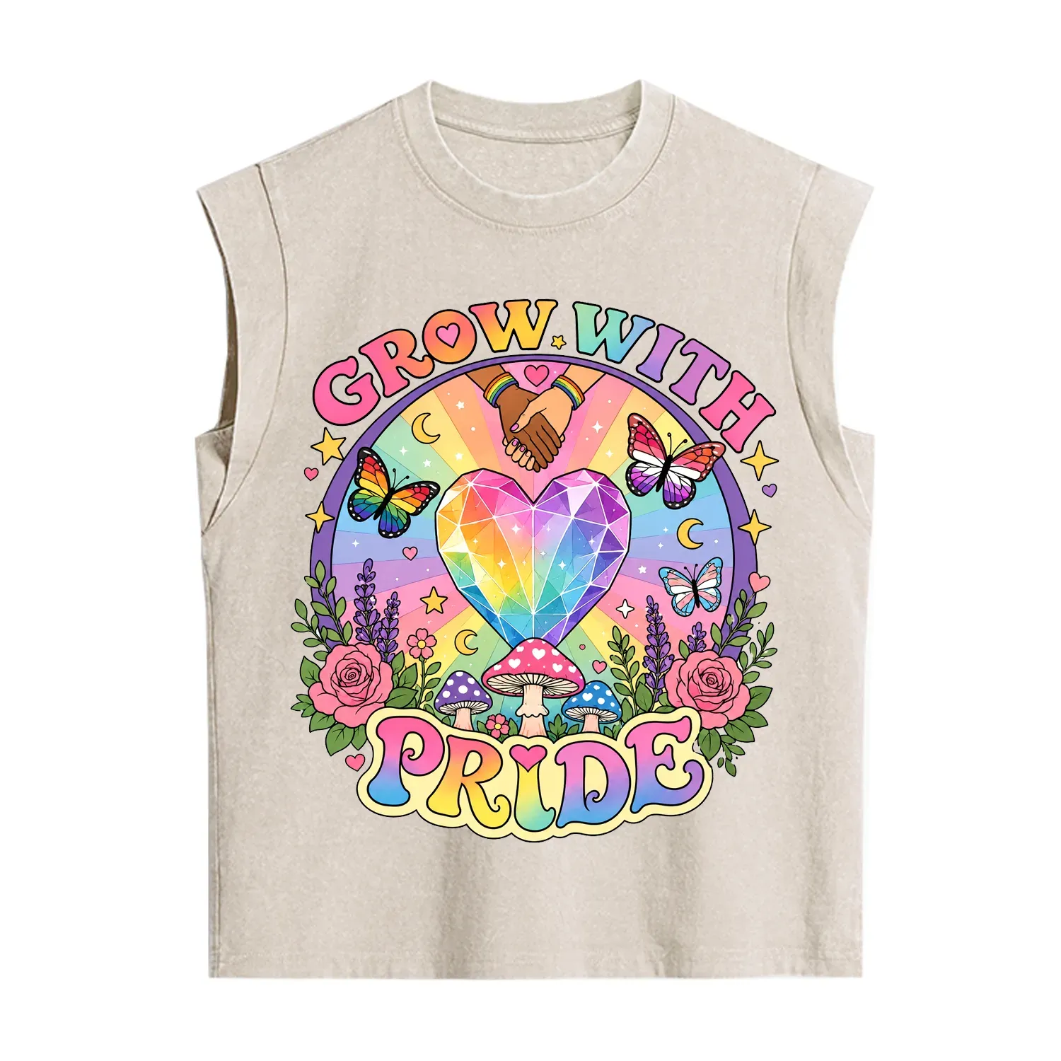 Purplehecate Grow With Pride Rainbow Heart Vintage Washed Tank