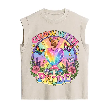 Purplehecate Grow With Pride Rainbow Heart Vintage Washed Tank