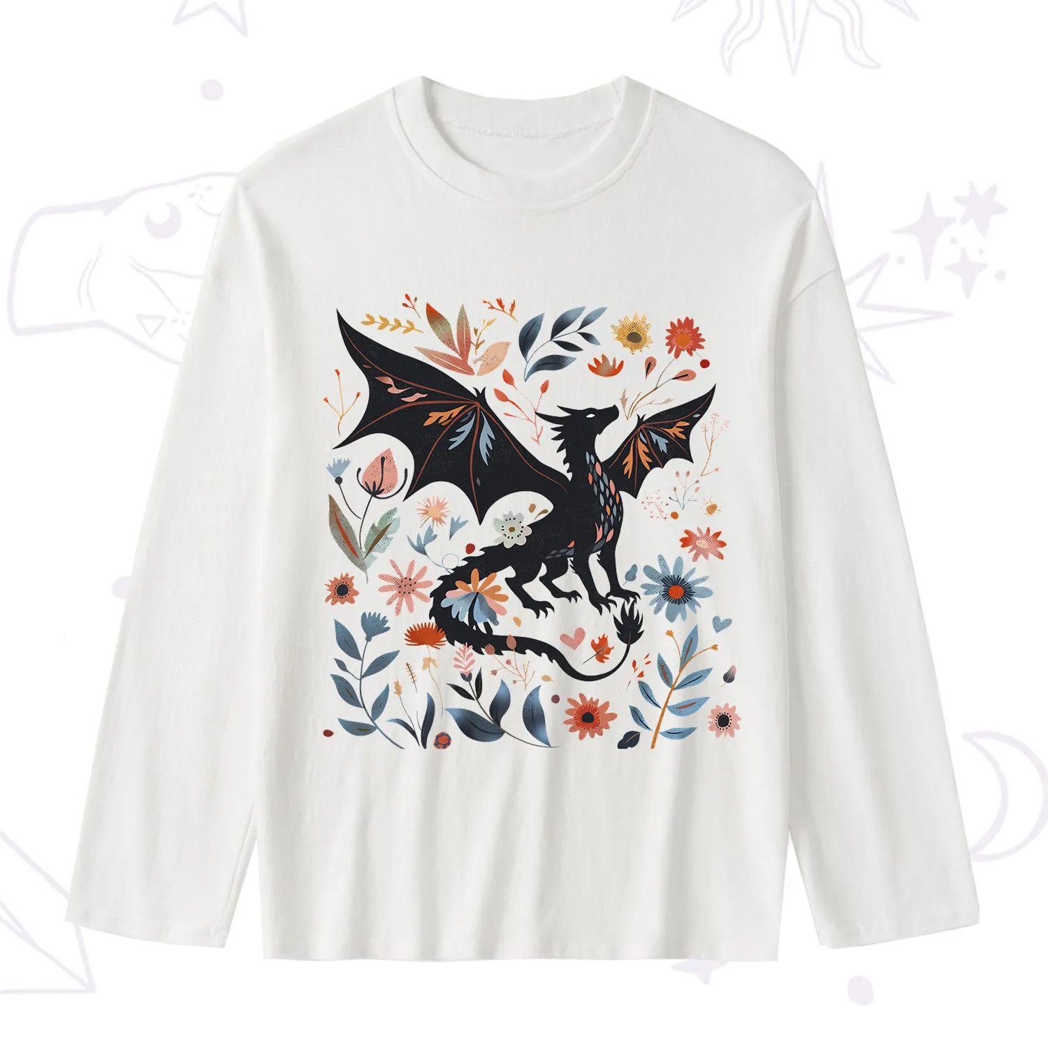 Purplehecate Vintage Fantasy Wyvern Bookish Slub Long Sleeve T-Shirt