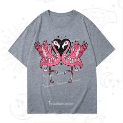 Purplehecate Witchy Pink Flamingo Skull Valentine T-Shirt