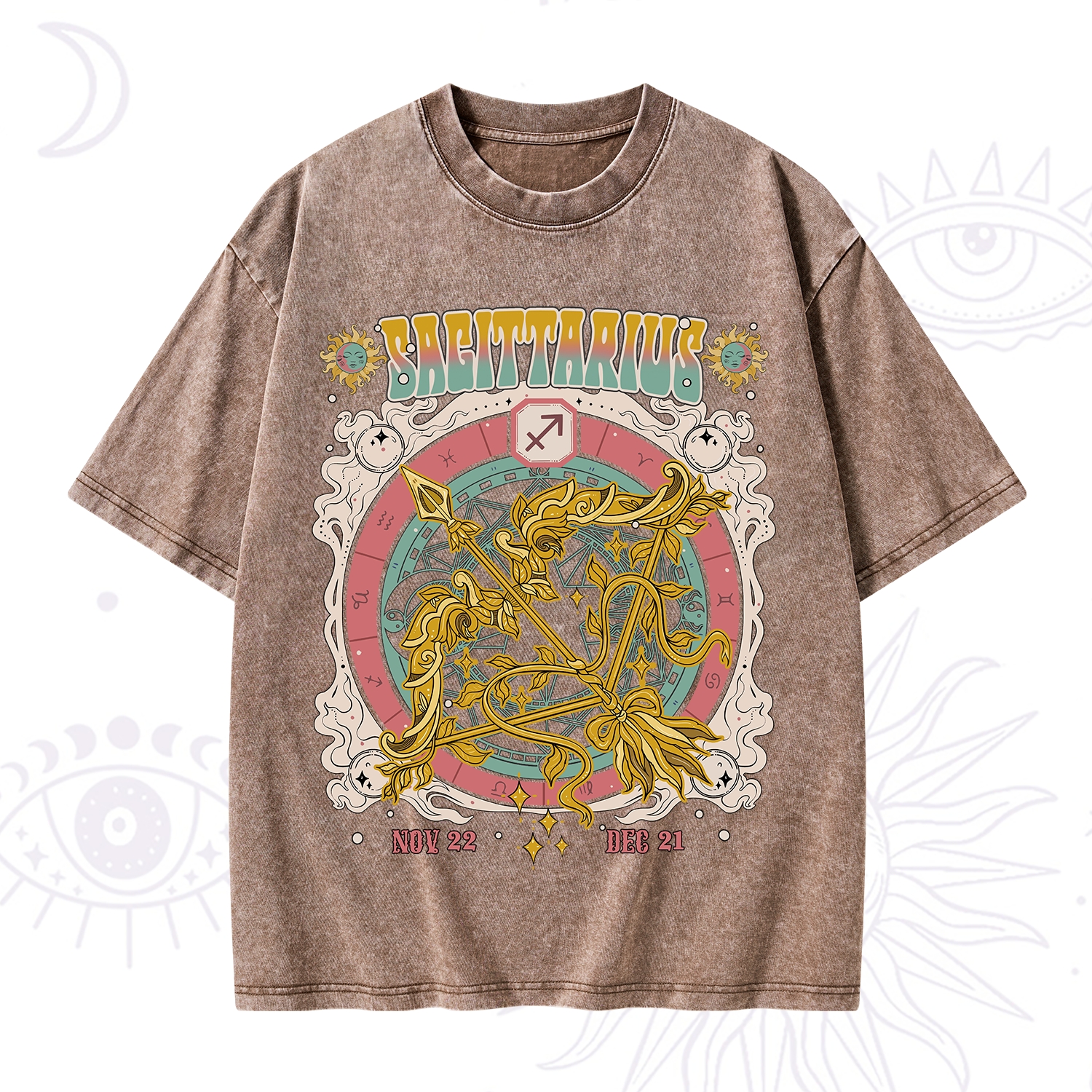 Purplehecate Sagittarius Cosmic Zodiac Washed T-Shirt