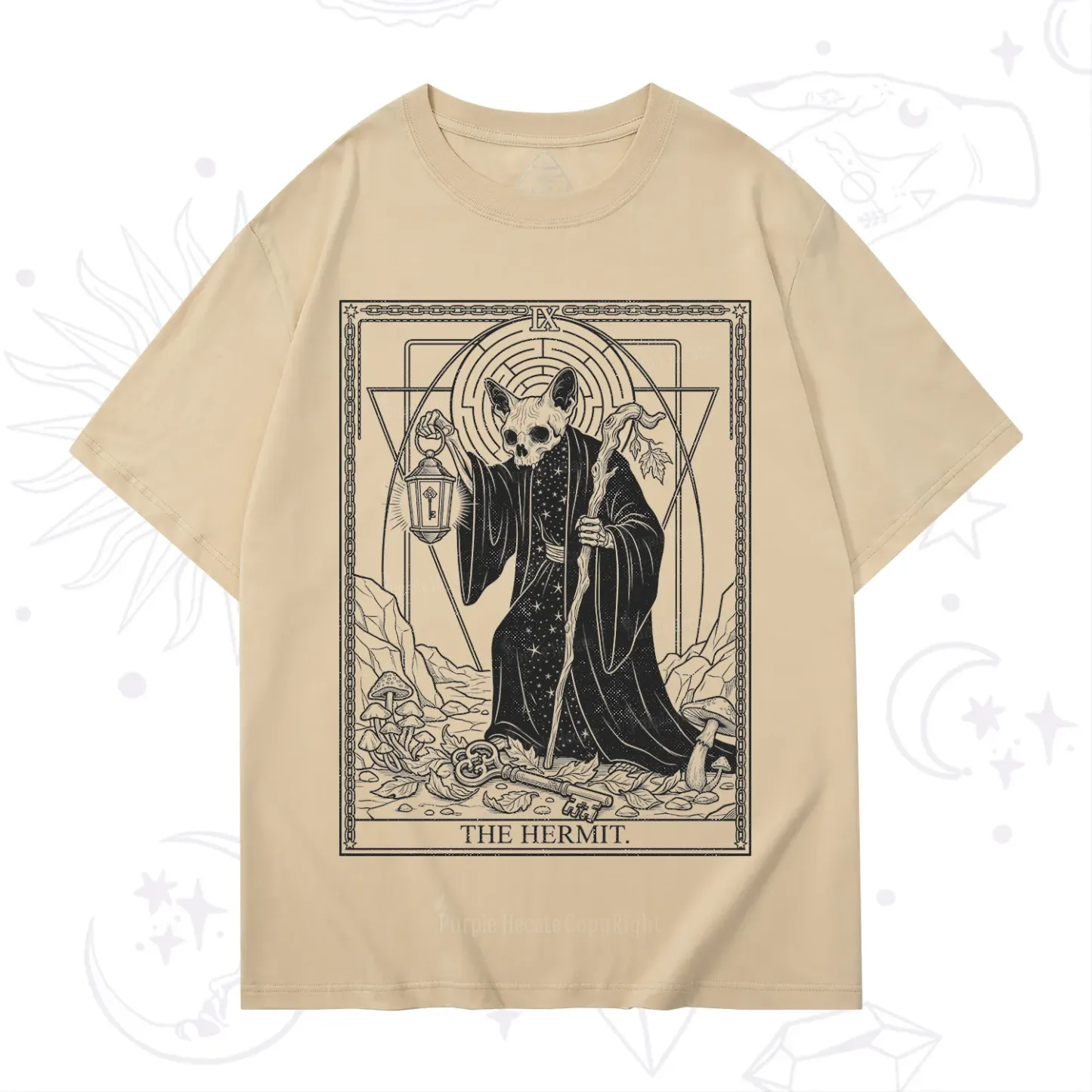 Purplehecate The Hermit Skeleton Cat Tarot T-Shirt
