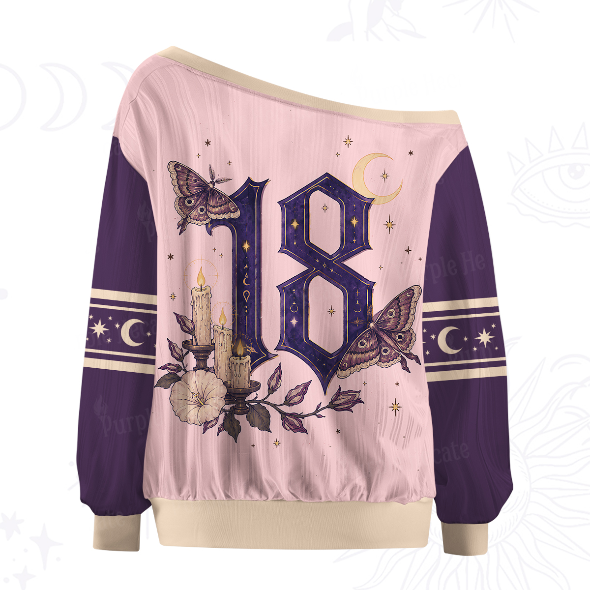 Purplehecate Drawn To The Ligh Off The Shoulder Graphic Jersey
