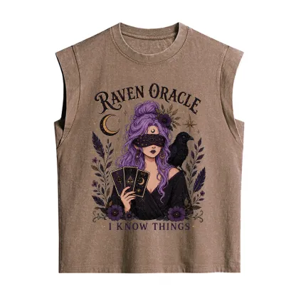 Purplehecate Raven Oracle I Know Things Witchy Vintage Washed Tank