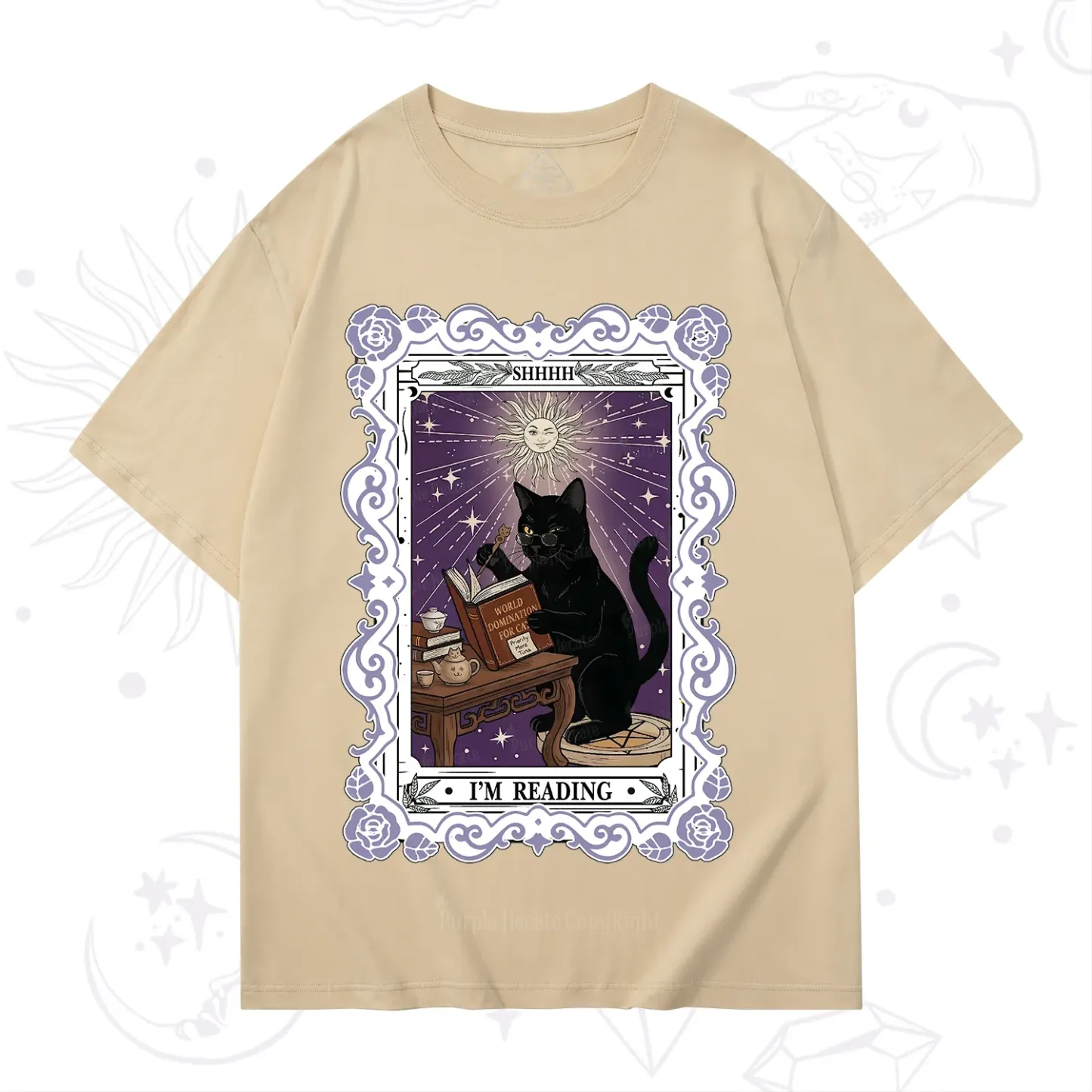 Purplehecate The Reading Cat Tarot T-Shirt