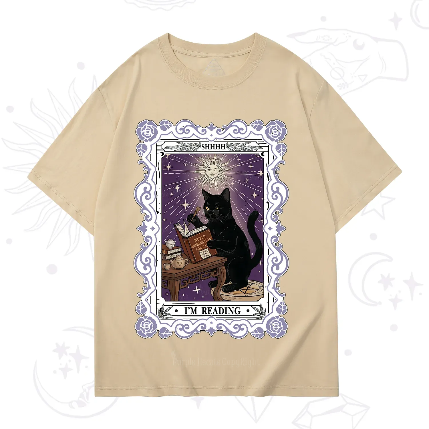 Purplehecate The Reading Cat Tarot T-Shirt
