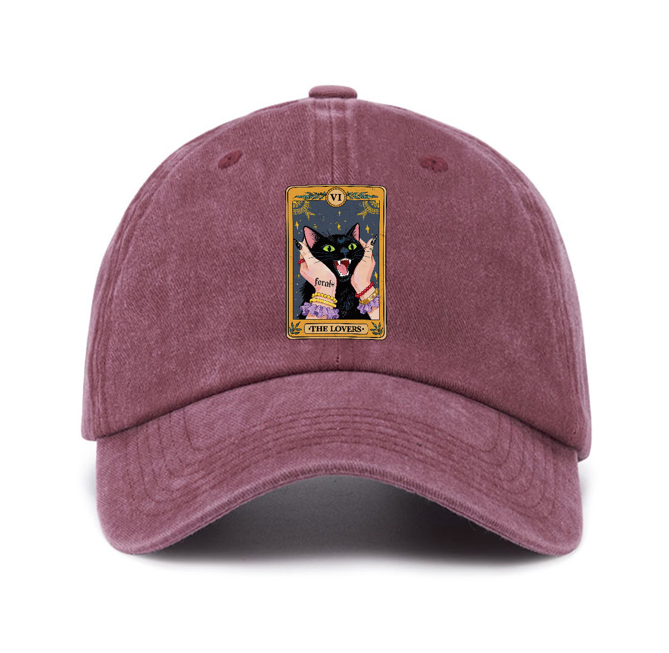 Purplehecate The Lovers Tarot Feral Cat Baseball Cap
