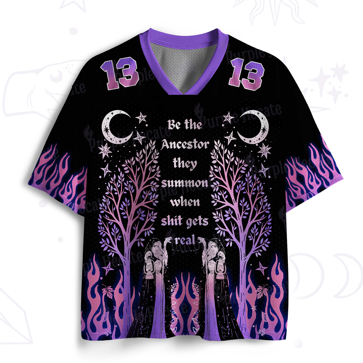 Purplehecate Be the Ancestor Witch Flame Mesh Jersey
