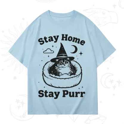 Purplehecate Stay Home Stay Purr Witch Cat T-Shirt