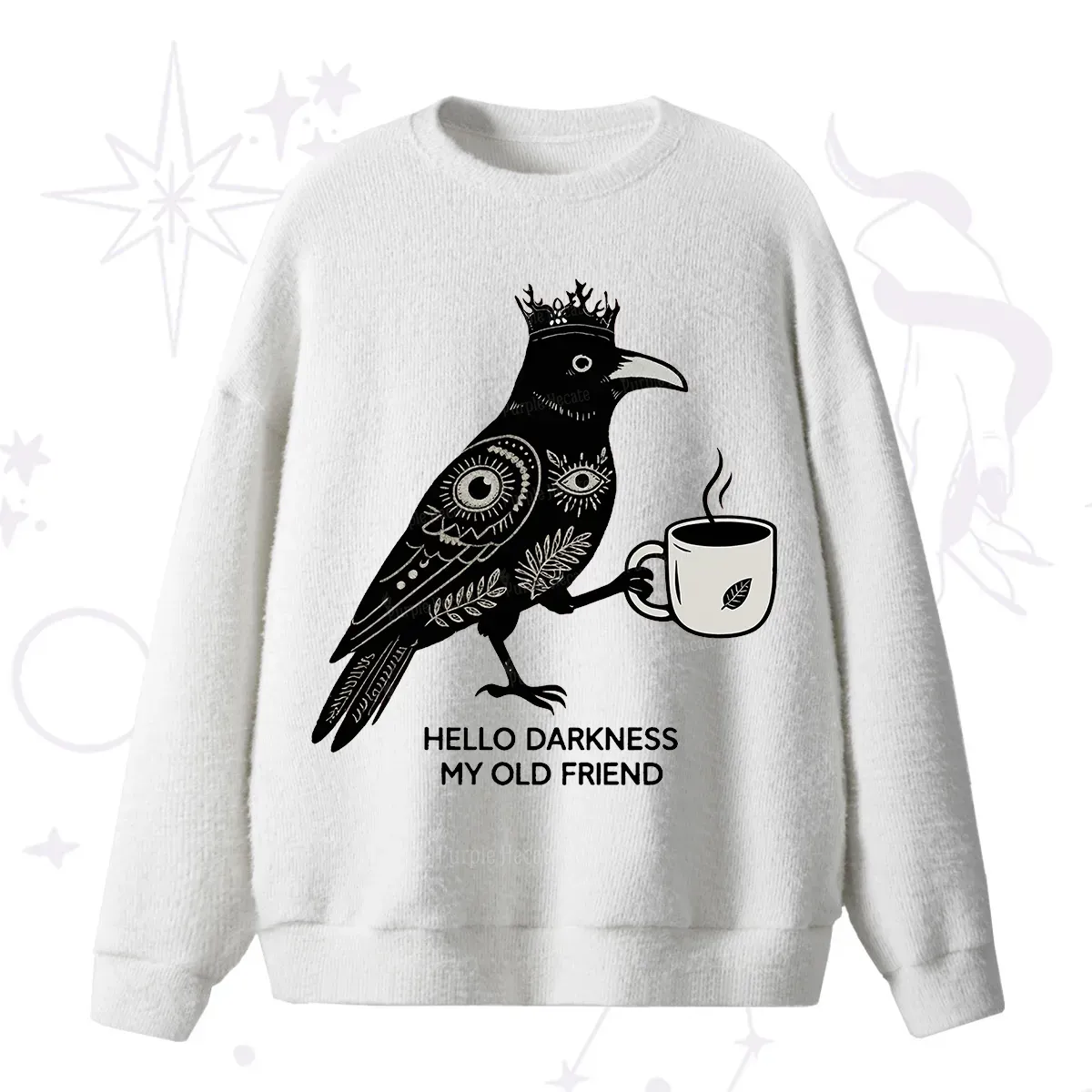 Purplehecate Hello Darkness My Old Friend Fuzzy Ugly Sweater