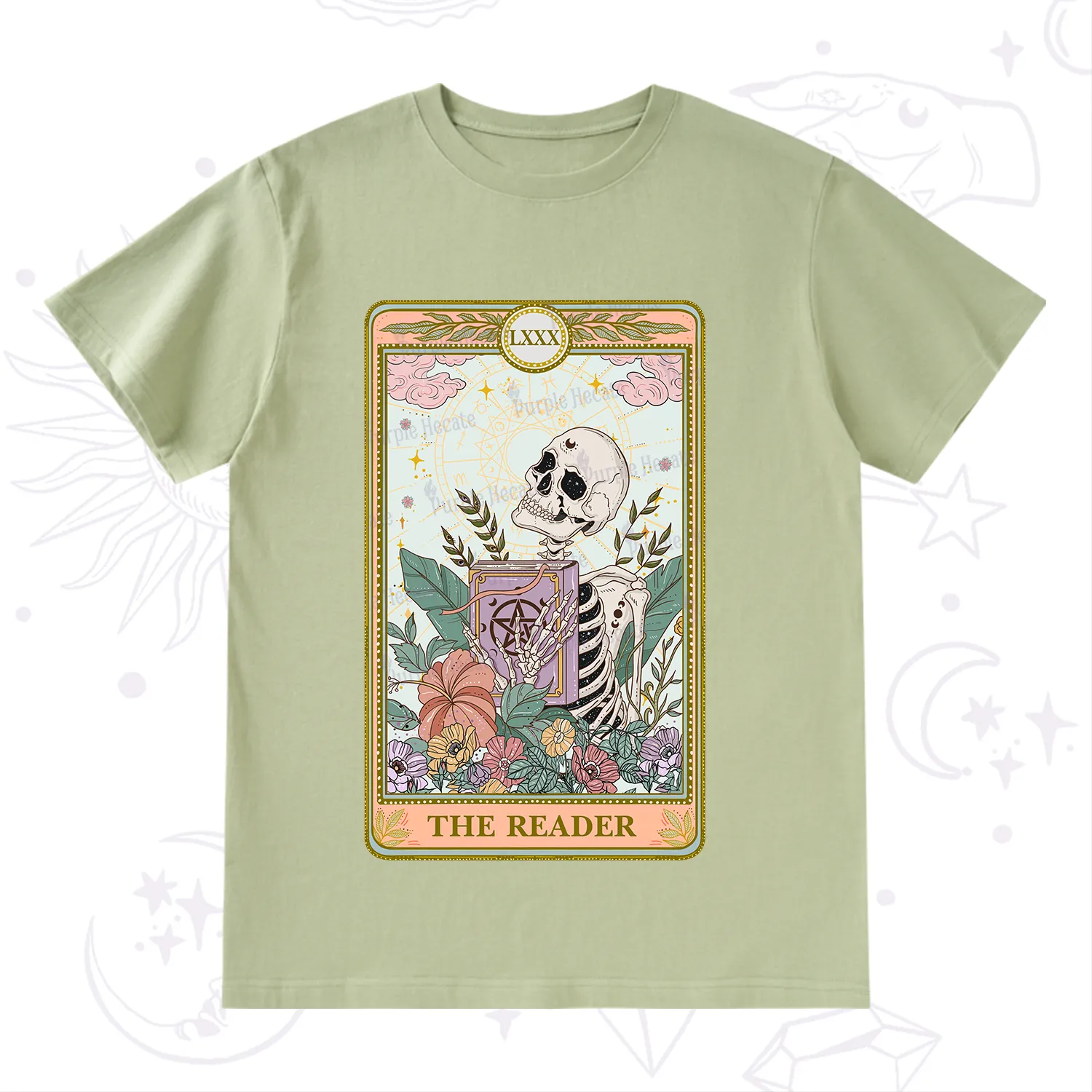 Purplehecate The Reader Occult Tarot Skeleton T-Shirt