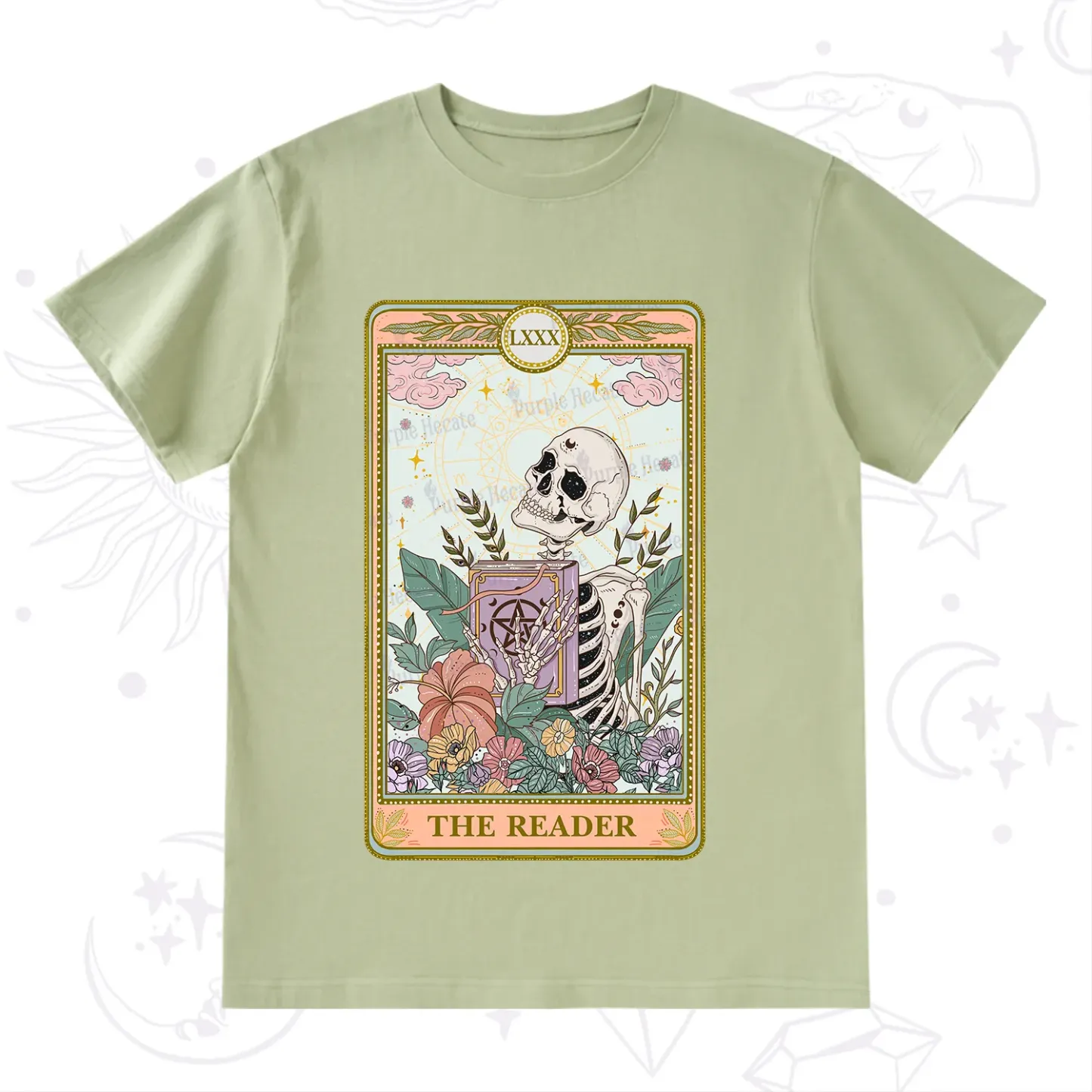 Purplehecate The Reader Occult Tarot Skeleton T-Shirt