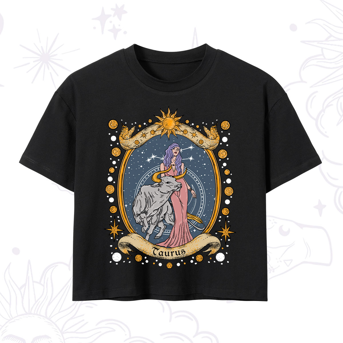 Purplehecate Celestial Taurus Zodiac Crop T-Shirt 