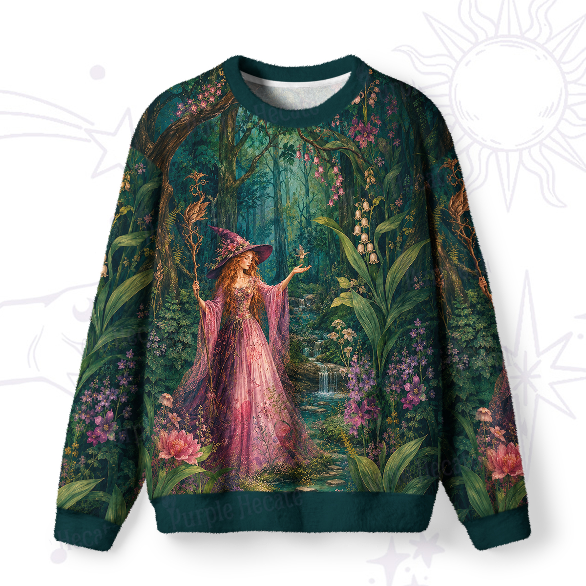 Purplehecate Magical Forest Fairy Witch Fuzzy Ugly Sweatshirt