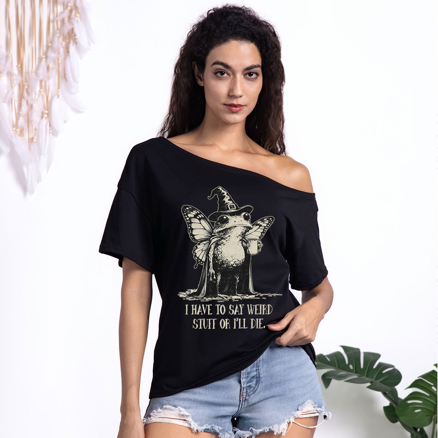 Purplehecate I Have to Say Weird Stuff Or I'll Die One Shoulder T-Shirt