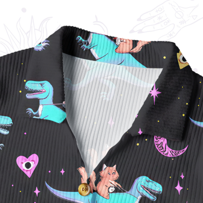 Purplehecate Witch Cat Rides the Dino Ribbed Knit Dress