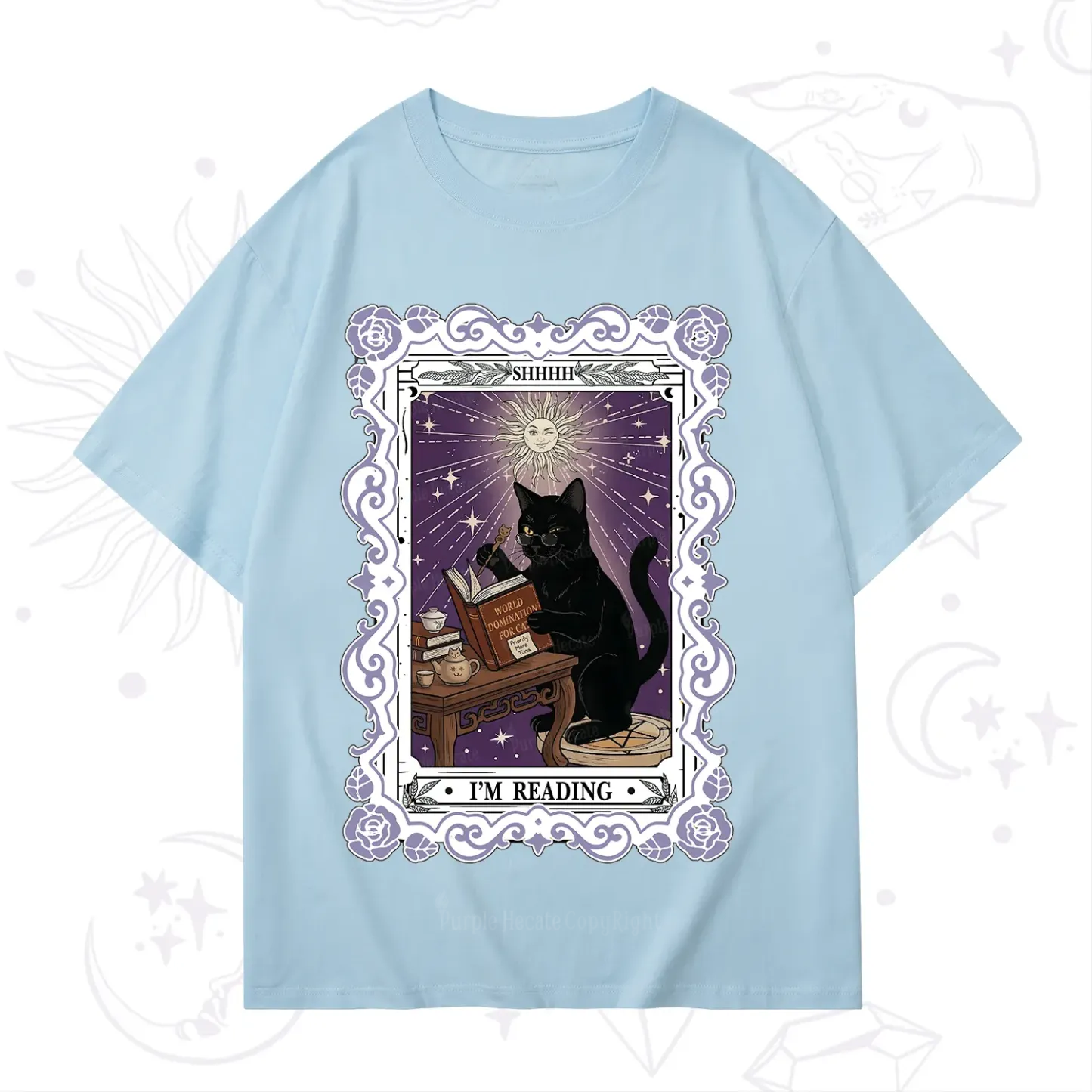 Purplehecate The Reading Cat Tarot T-Shirt