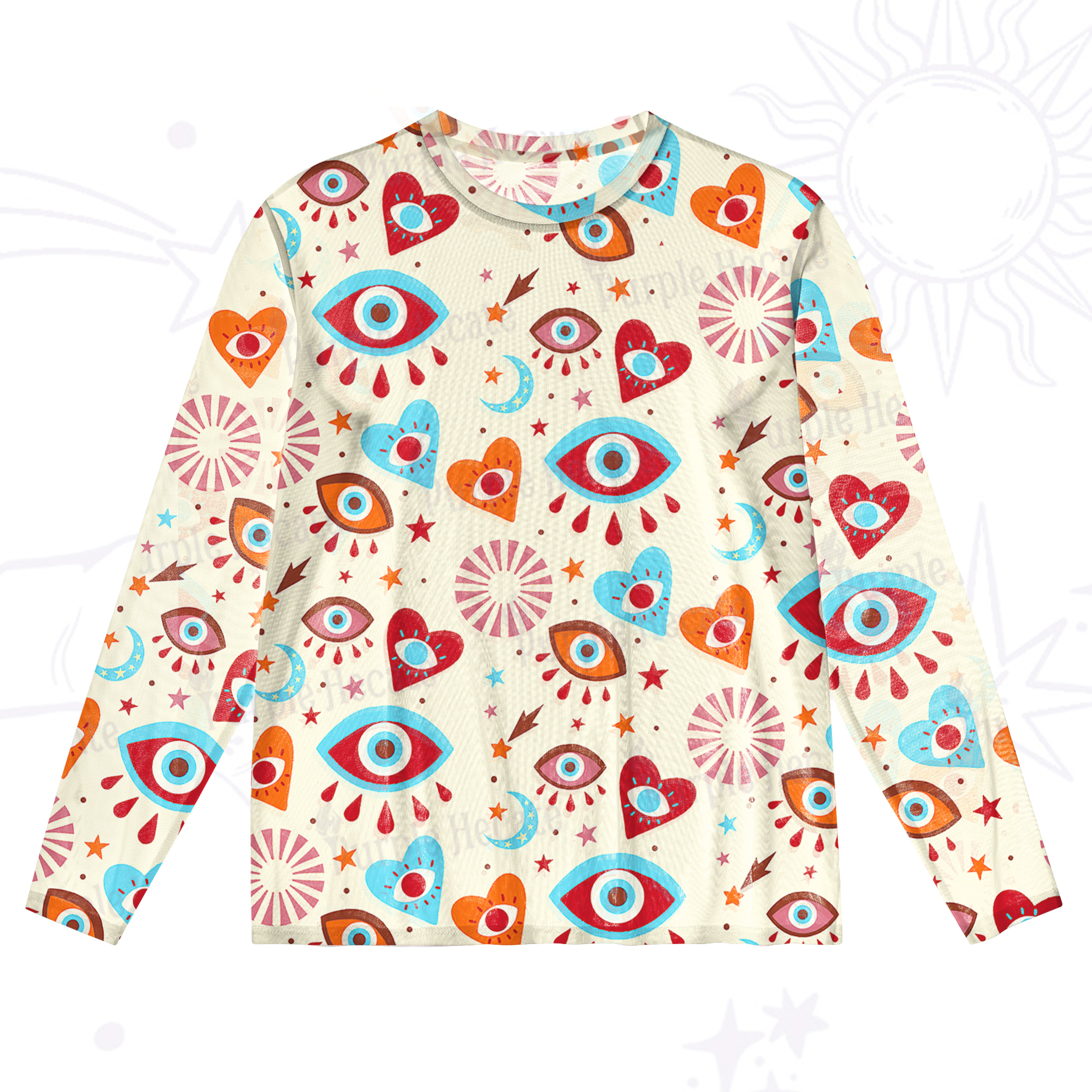 Purplehecate Protective Evil Eye Amulet Mesh Long Sleeve Top