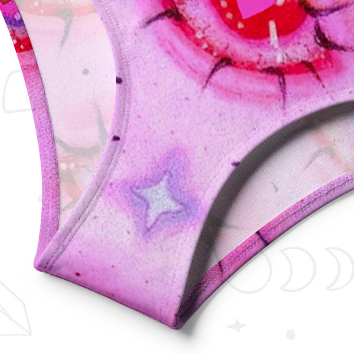 Purplehecate Mystic Love-Eye One-Shoulder One-Piece Swimsuit