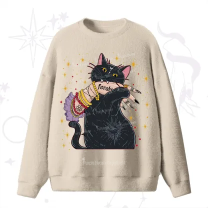 Purplehecate Feral Cat Fuzzy Ugly Sweater