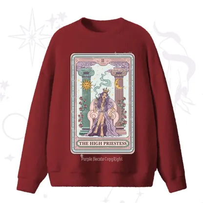 Purplehecate The High Priestess Tarot Card Fuzzy Ugly Sweater