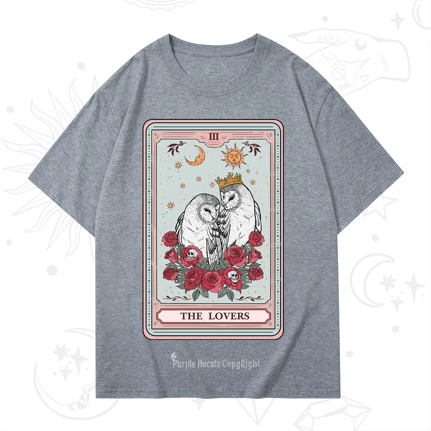 Purplehecate The Lovers Owls Tarot Card T-Shirt