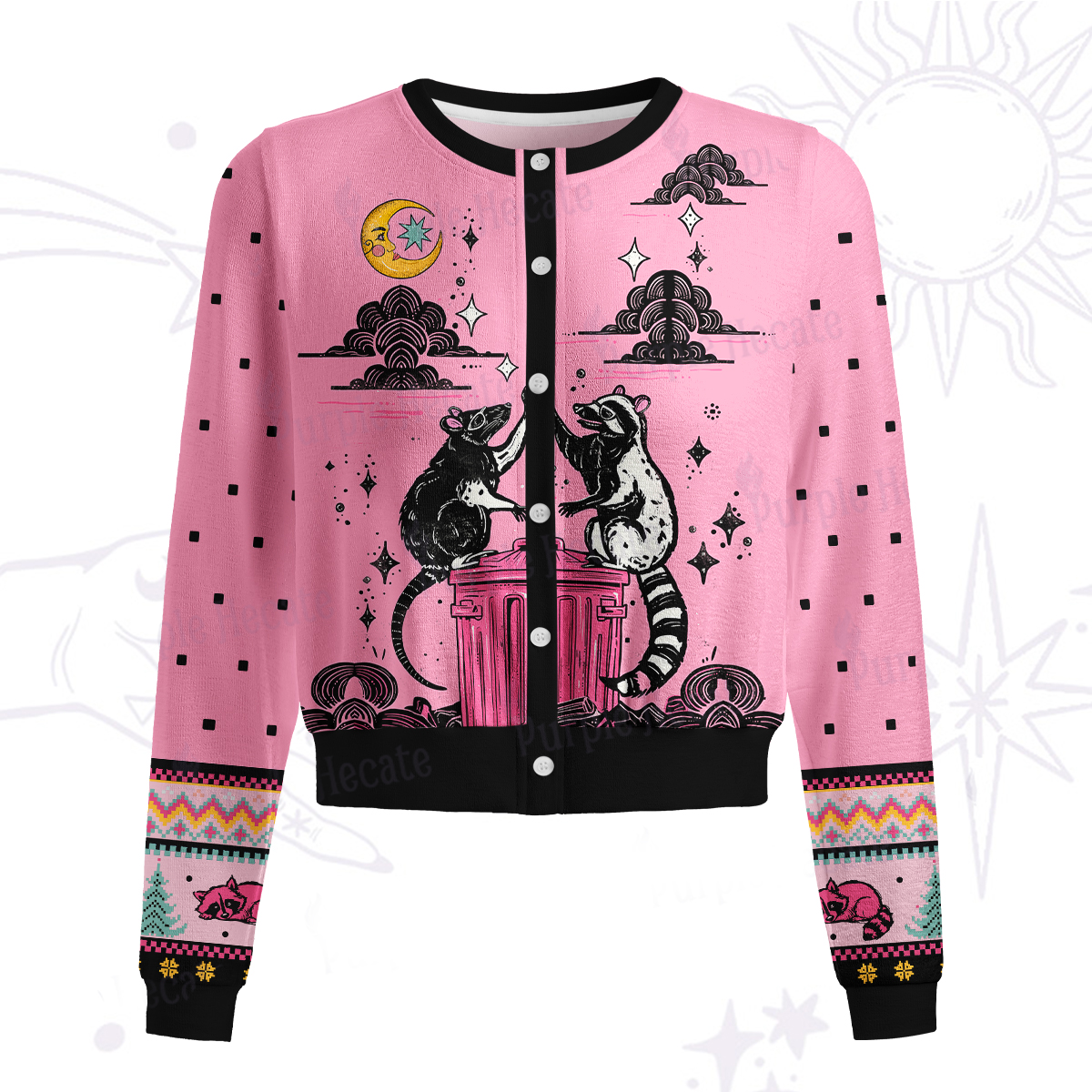 Purplehecate The Team Trash Opossum Tarot Knit Cardigan