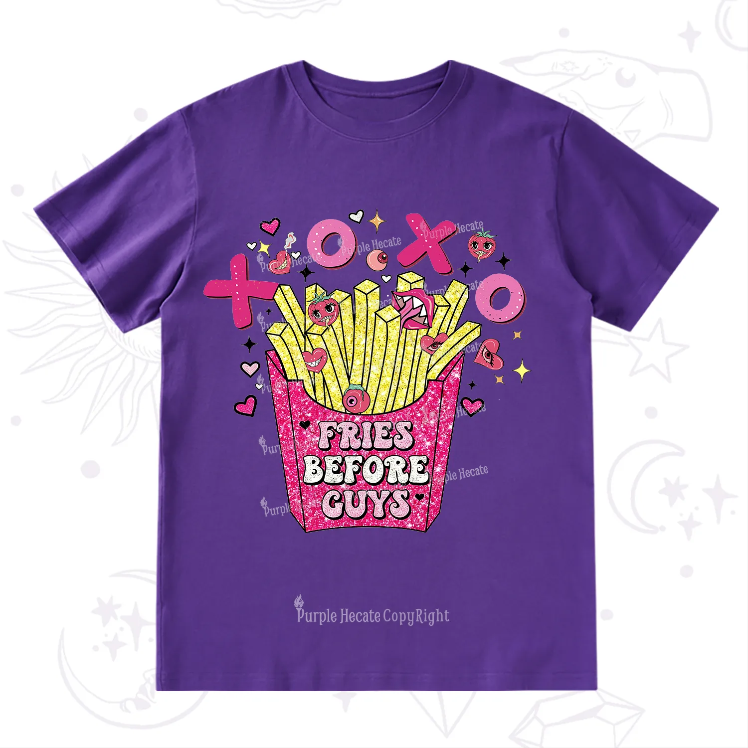 Purplehecate Fries Before Guys Valentine T-Shirt