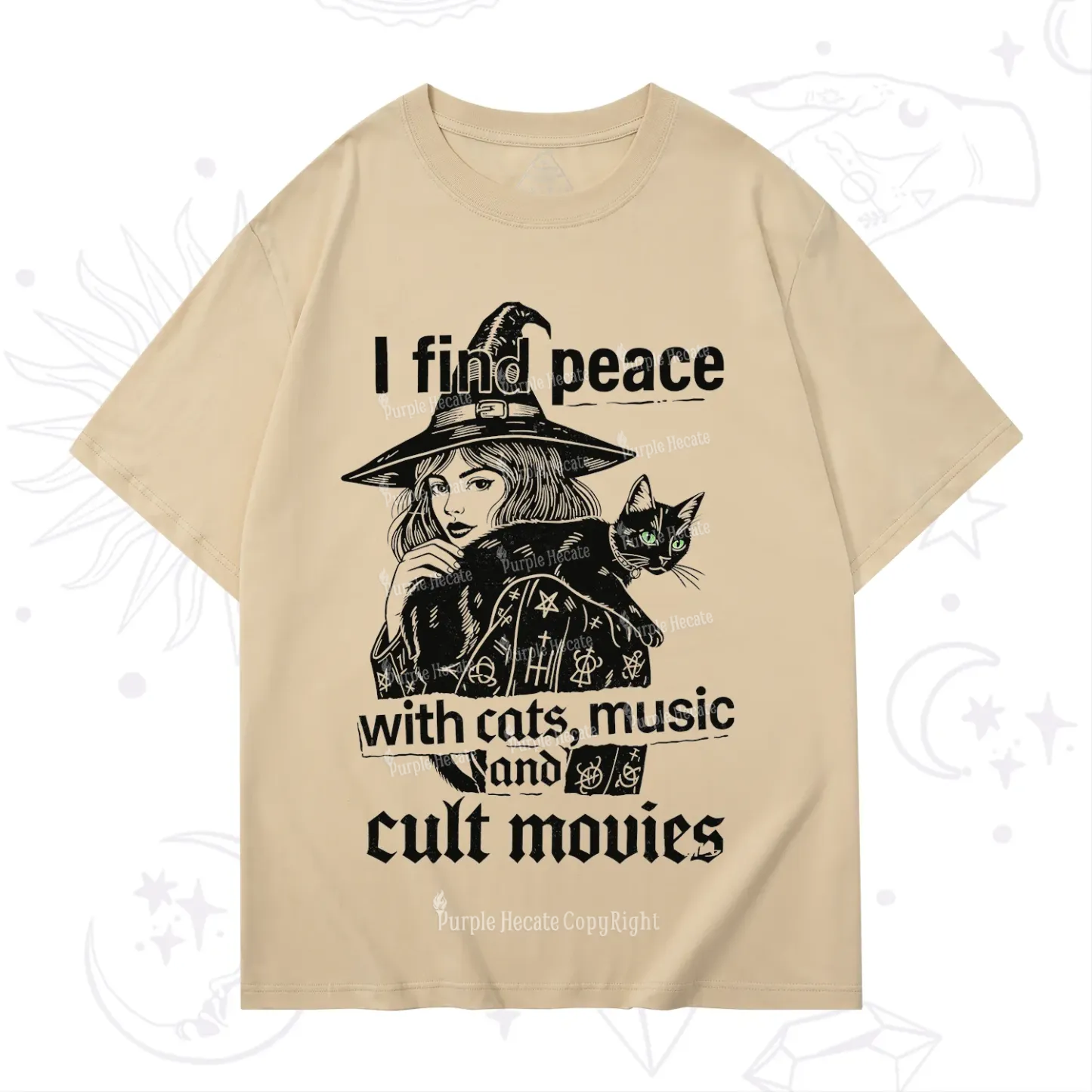 Purplehecate I Find Peace With Cats Music Cult Movies T-Shirt