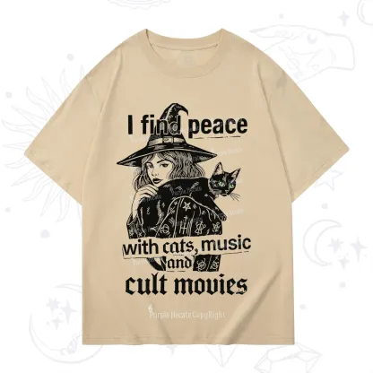 Purplehecate I Find Peace With Cats Music Cult Movies T-Shirt