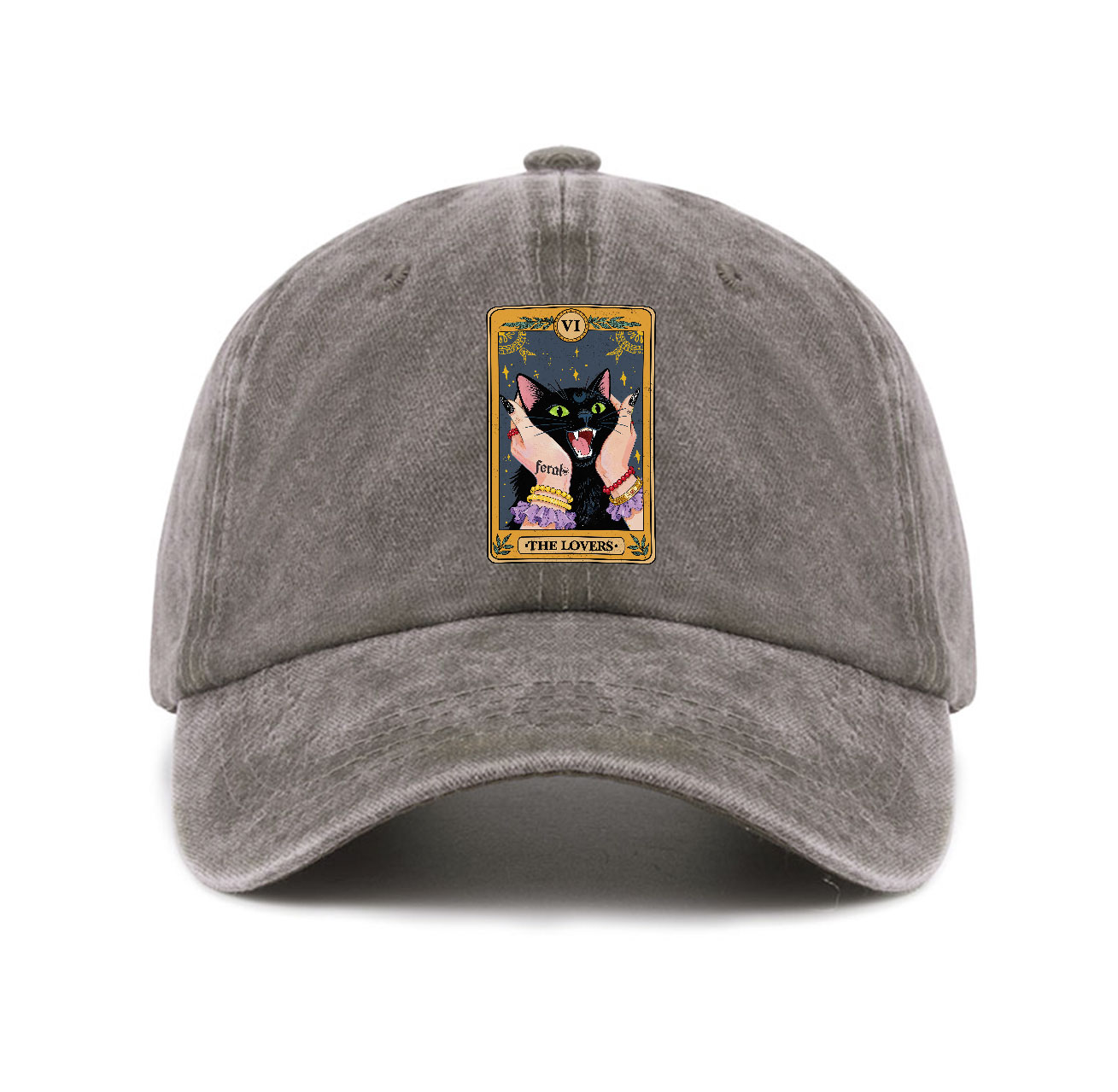 Purplehecate The Lovers Tarot Feral Cat Baseball Cap