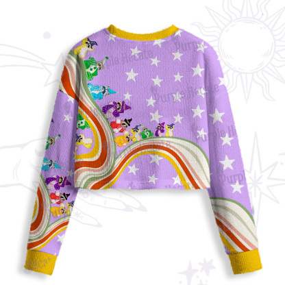 Purplehecate Rainbow Raccoon Star Crop Fuzzy Ugly Sweatshirt