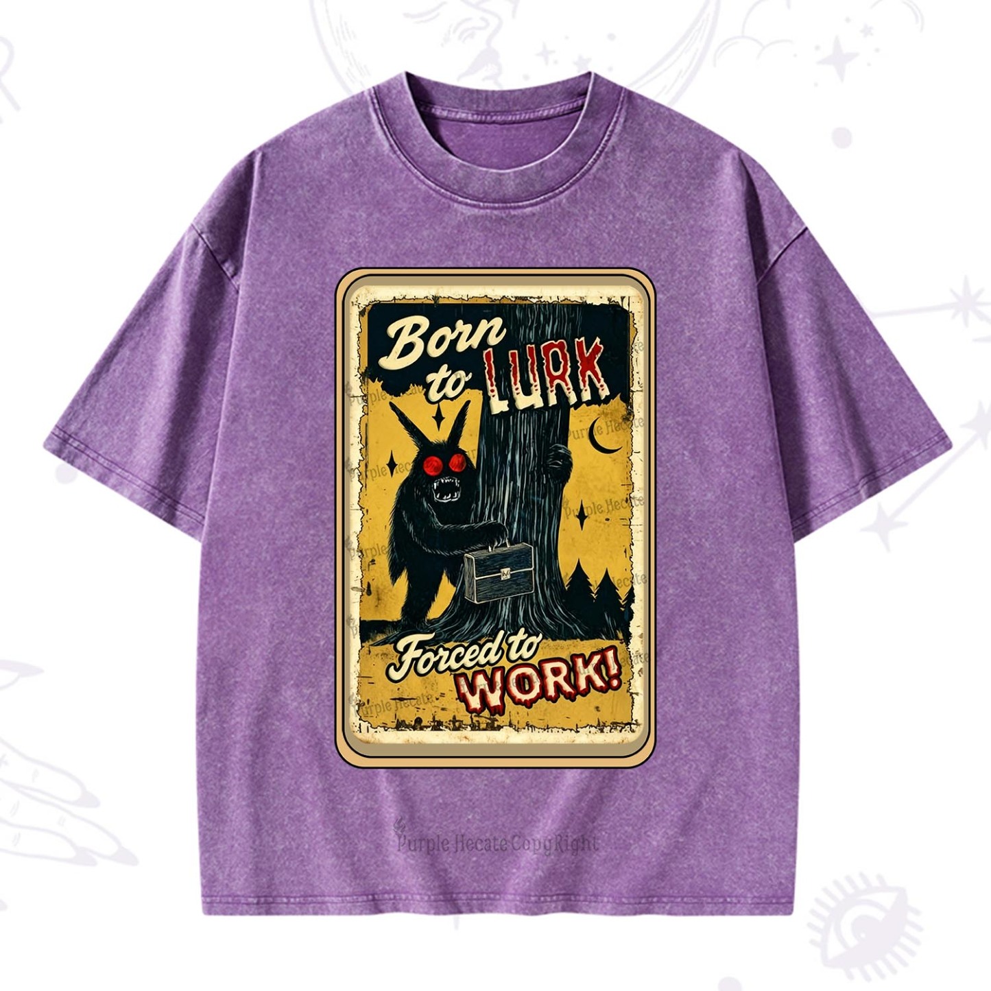Purplehecate Cryptid Mothman Horror Washed T-Shirt